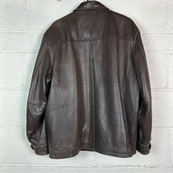 Jos. A Bank Signature collection Men’s brown leather Jacket size Large - Picture 2 of 8